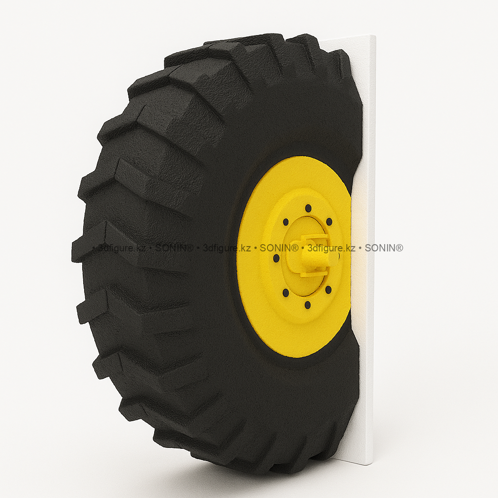 Гигантское колесо из пенопласта - декор выставочного стенда.