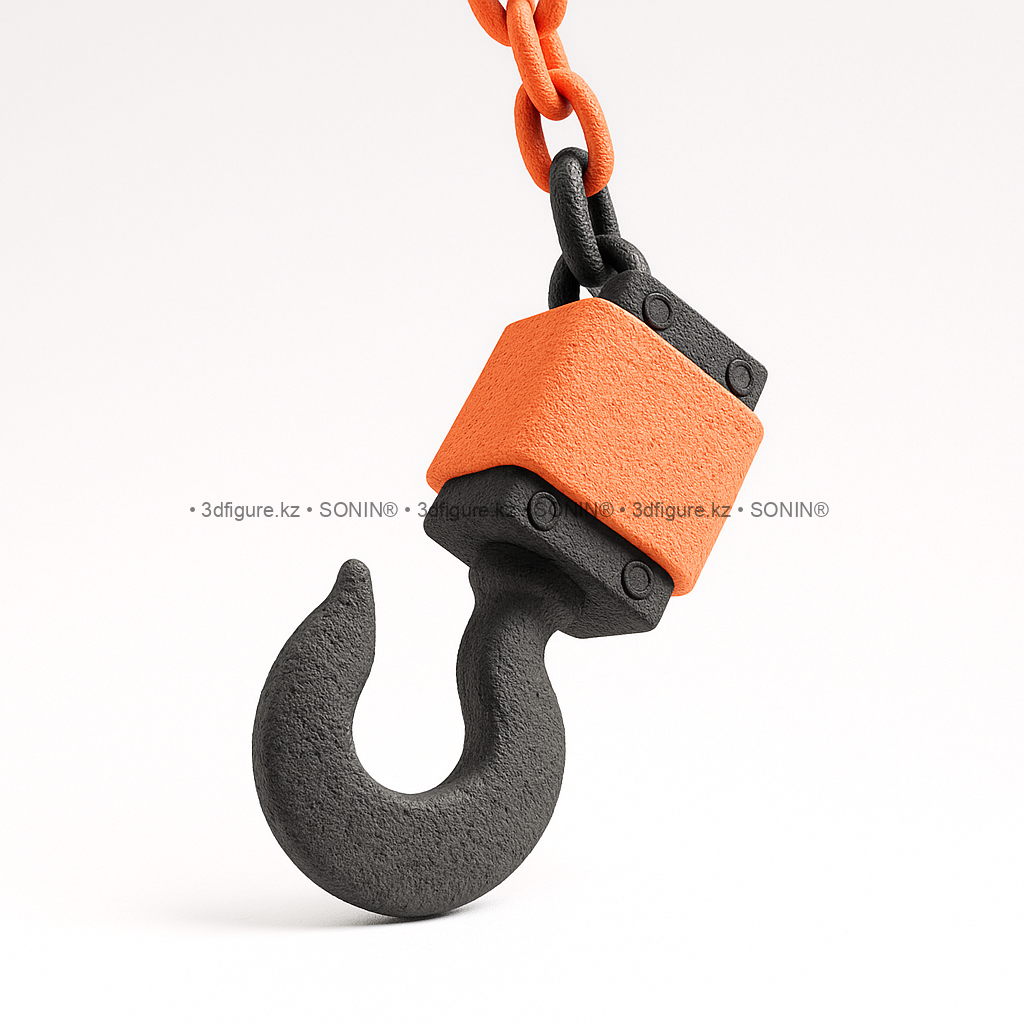 Гигантский макет крюка от подъемного крана. Декорация из пенопласта.